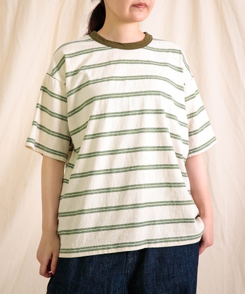 prit（プリット） tシャツ 半袖 リサイクルムラ糸天竺レトロボーダー 