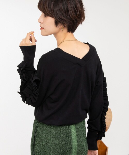 「Rie Miller」 長袖ニット 38 ブラック レディース_画像7