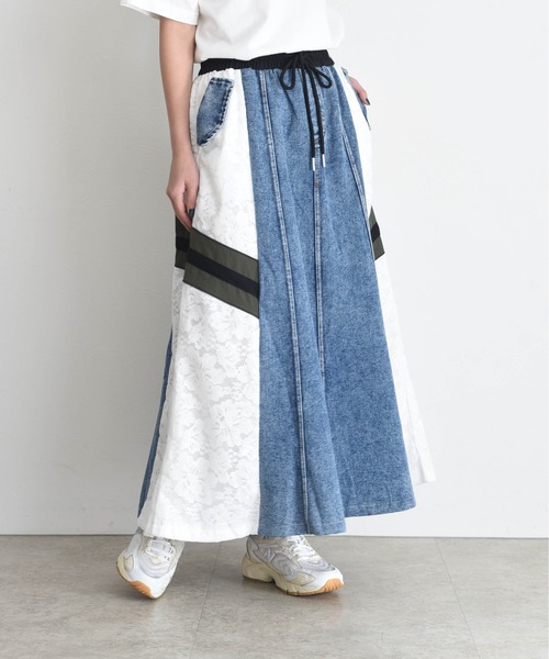 Eimee Law（エイミーロウ） スカート レース切替サイドラインデニム