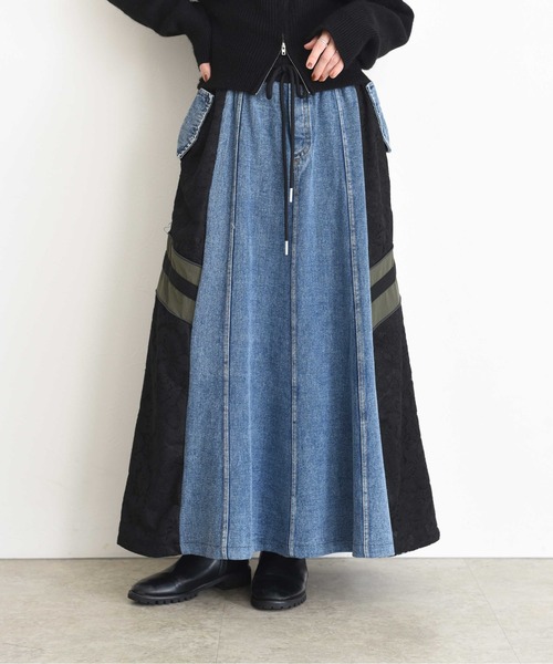 Eimee Law（エイミーロウ） スカート レース切替サイドラインデニム