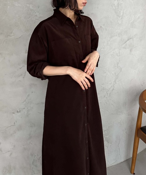 「DOUX ARCHIVES」 長袖ワンピース 38 ブラウン レディース_画像8