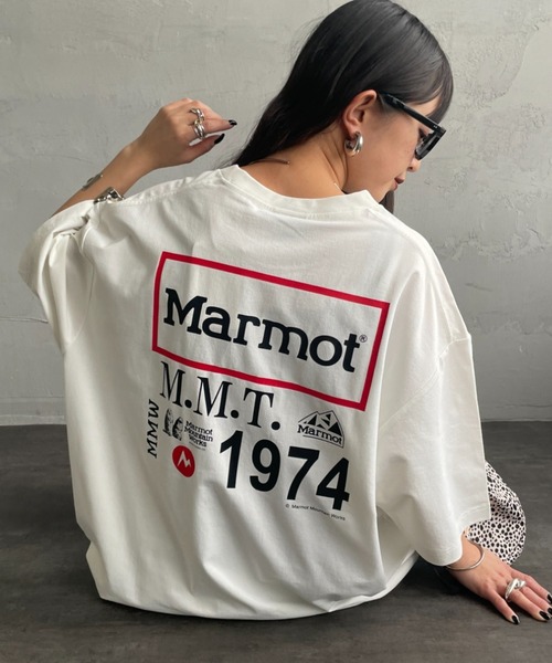 Marmot Tシャツ バックロゴ ユニセックス Marmot（マーモット） tシャツ 半袖 別注 ドローコード付き ヒストリー
