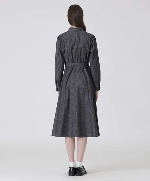 591 hina様 MHL. シャンブレー シャツ ワンピース グレー BLUE LABEL CRESTBRIDGE（ブルーレーベルクレストブリッジ