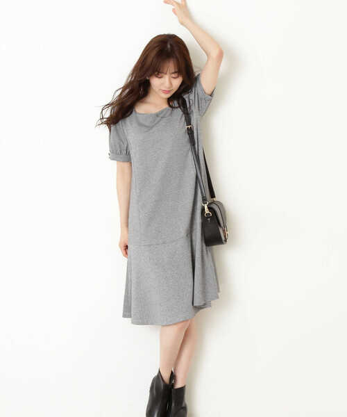 「PROPORTION BODY DRESSING」 半袖ワンピース SMALL ボルドー レディース_画像3