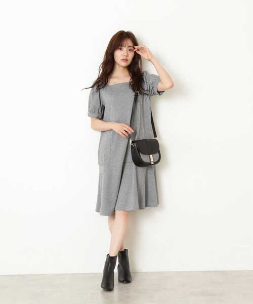 「PROPORTION BODY DRESSING」 半袖ワンピース SMALL ボルドー レディース_画像5