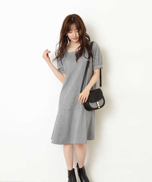 「PROPORTION BODY DRESSING」 半袖ワンピース SMALL ボルドー レディース_画像7