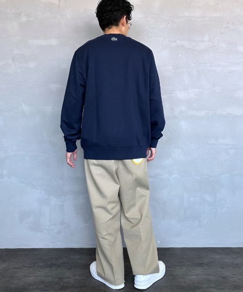「LACOSTE」 スウェットカットソー L ネイビー レディースの画像