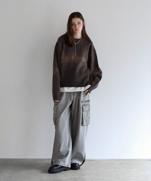 「SOCCE」 長袖ニット M チャコール メンズ_画像4