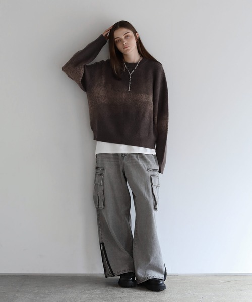 「SOCCE」 長袖ニット M チャコール メンズ_画像6