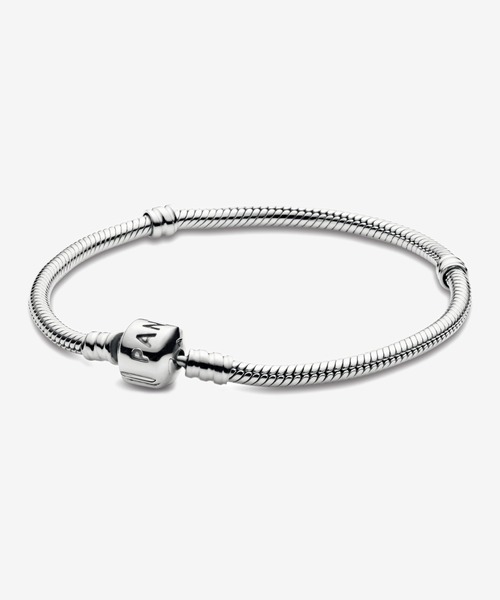 Pandora シルバー スネークチェーンブレスレット　21cm クリーニング済 PANDORA（パンドラ） ブレスレット バレル クラスプ スネークチェーン