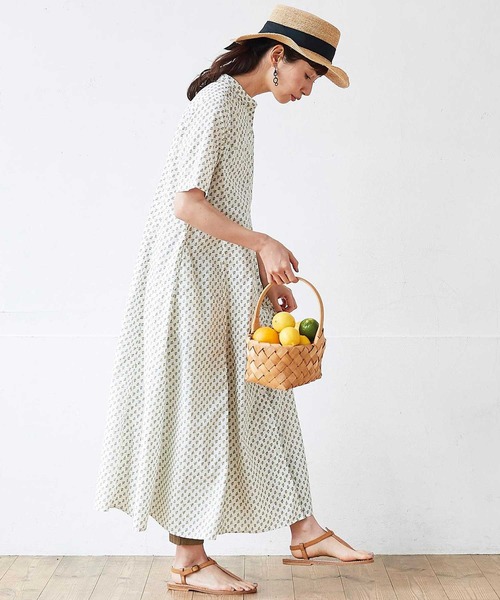 「Sunny clouds」 半袖ワンピース MEDIUM ネイビー レディース_画像2