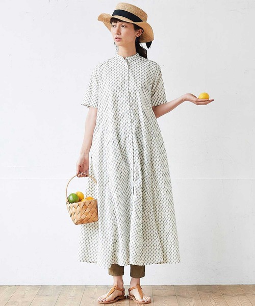 「Sunny clouds」 半袖ワンピース MEDIUM ネイビー レディース_画像3