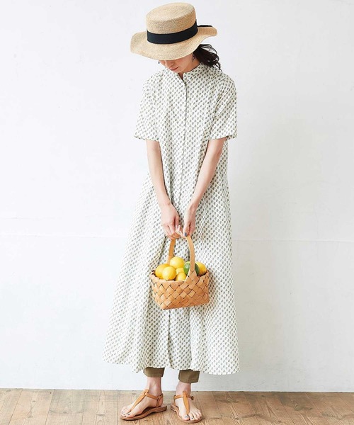 「Sunny clouds」 半袖ワンピース MEDIUM ネイビー レディース_画像4