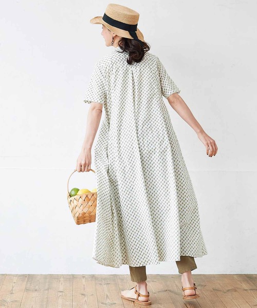 「Sunny clouds」 半袖ワンピース MEDIUM ネイビー レディース_画像5