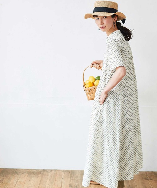 「Sunny clouds」 半袖ワンピース MEDIUM ネイビー レディース_画像6