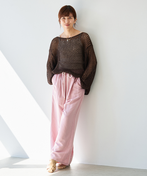 IENA（イエナ） ワイドパンツ パンツ ウォッシャブル リネンレーヨン