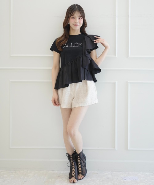 エイミーイストワールeimy袖フリルショートドットTOPS EIMY ISTOIRE エイミーイストワール eimy istoire ドットギャザー