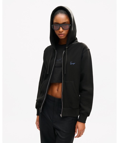 パーカー 'KENZO Signature' エンブロイダリー ジップアップ フーディー イン コットン レディースの画像