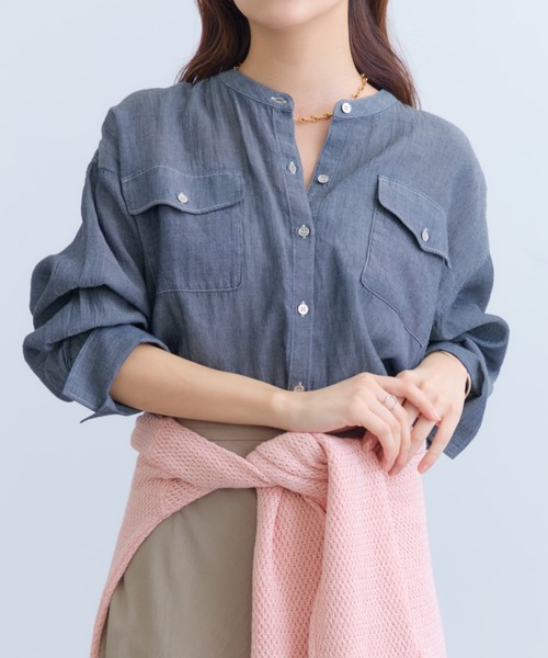 COHINA（コヒナ） ブラウス シャツ シアーデニムシャツ 「低身長・小柄