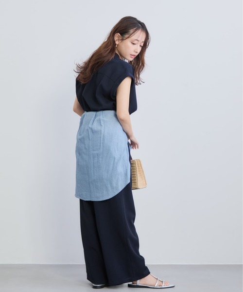 COHINA（コヒナ） ブラウス シャツ シアーデニムシャツ 「低身長・小柄