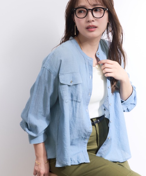シアーデニムシャツ　 ¥13,200 COHINA コヒナ COHINA（コヒナ） ブラウス シャツ シアーデニムシャツ 「低身長・小柄