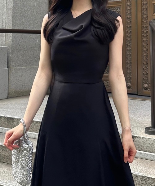 「junoah」 ノースリーブワンピース MEDIUM ネイビー レディース_画像3