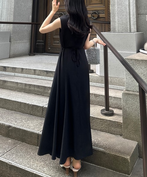 「junoah」 ノースリーブワンピース MEDIUM ネイビー レディース_画像4