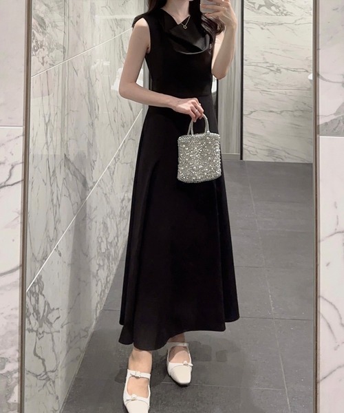 「junoah」 ノースリーブワンピース MEDIUM ネイビー レディース_画像5
