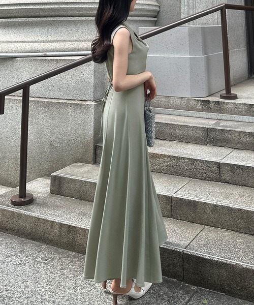 「junoah」 ノースリーブワンピース MEDIUM ネイビー レディース_画像8