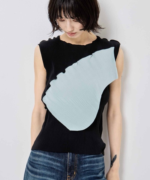 トップス kotohayokozawa DOCKING KNIT TANK kotohayokozawa（コトハヨコザワ） タンクトップ ノースリーブ