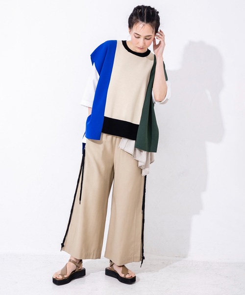 「OSMOSIS」 半袖ニット ONE SIZE ベージュ レディース_画像2