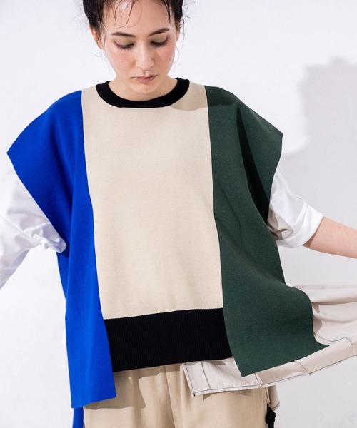 「OSMOSIS」 半袖ニット ONE SIZE ベージュ レディース_画像4
