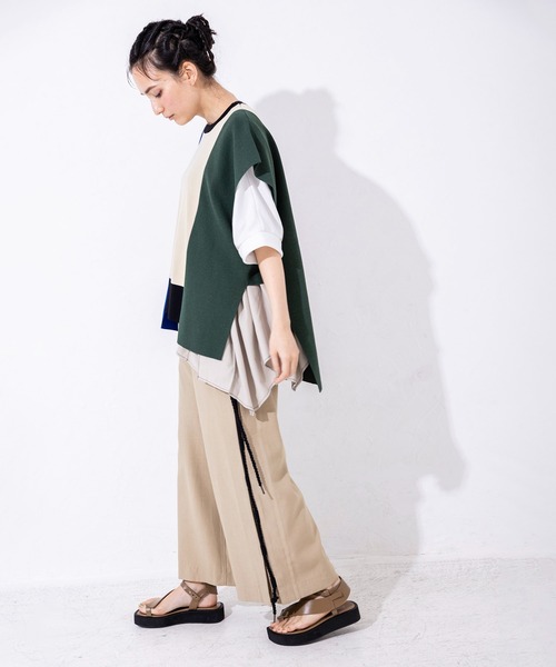 「OSMOSIS」 半袖ニット ONE SIZE ベージュ レディース_画像5