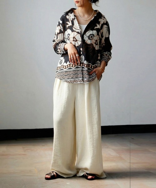 「antiqua」 長袖シャツ ONESIZE ブラックミックス レディース_画像2