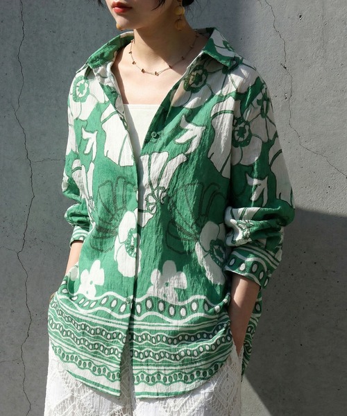 「antiqua」 長袖シャツ ONESIZE ブラックミックス レディース_画像4