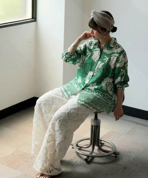 「antiqua」 長袖シャツ ONESIZE ブラックミックス レディース_画像5