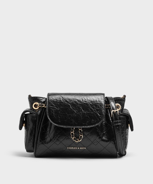 「CHARLES & KEITH」 2WAYバッグ S ブラック レディース_画像5