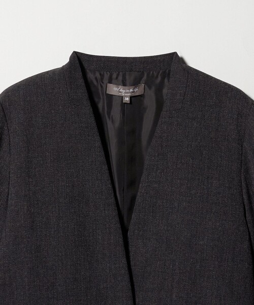 「A DAY IN THE LIFE UNITED ARROWS」 ノーカラージャケット 38 ライトグレー レディース_画像3