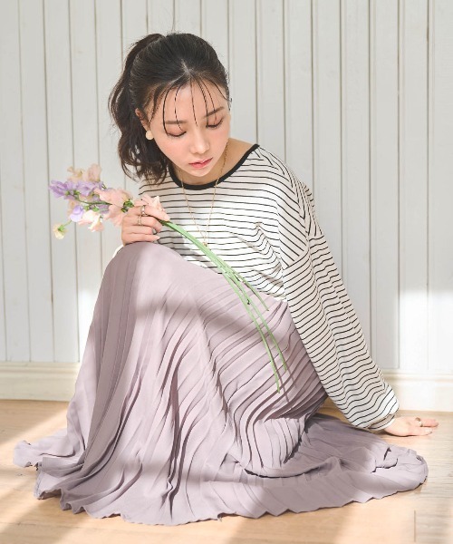 「mil」 プリーツスカート X-SMALL モカ レディース_画像6