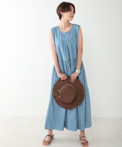 ②2wayデニムティアードワンピース/スカート　M-L アンドソワレ &soiree デニムティアードワンピース （ネイビー
