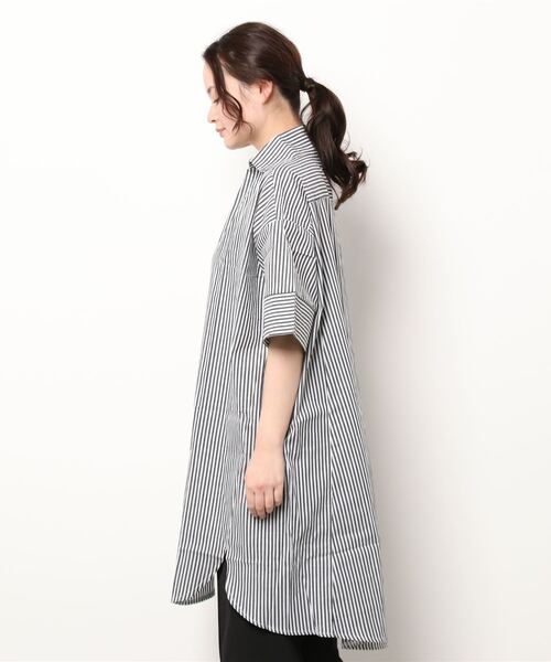 ブラウス シャツ ストライプロングシャツ シャツワンピース