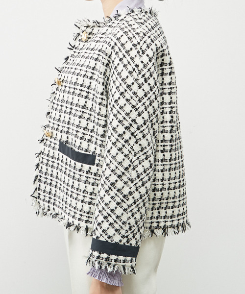 Tiara（ティアラ） ジャケット ノーカラージャケット ツイードノー