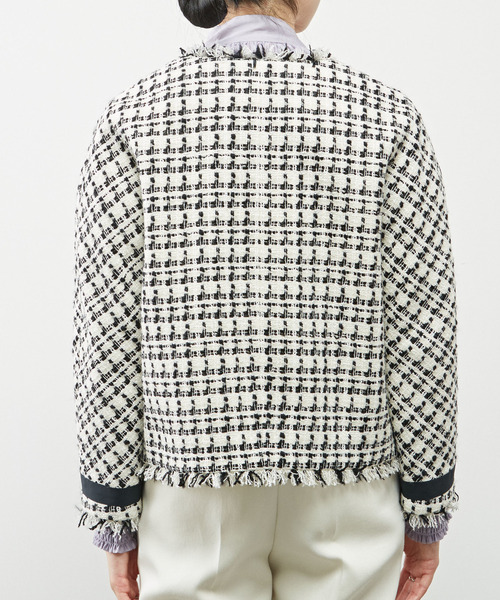 Tiara（ティアラ） ジャケット ノーカラージャケット ツイードノー