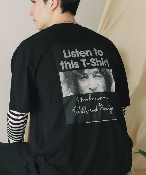 tシャツ +81BRANCA/ハチイチブランカ John Lennon sign＆photo big tee Tシャツ グラフィックＴシャツ レディー