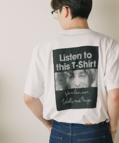 tシャツ +81BRANCA/ハチイチブランカ John Lennon portrait＆sign big tee Tシャツ グラフィックＴシャツ レ 81BRANCA tシャツ +81BRANCA/ハチイチブランカ John Lennon