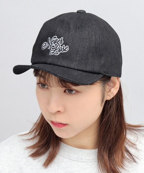 A.M.S. キャップ 帽子 カレッジロゴ刺繍 デニム ボールキャップ メンズ