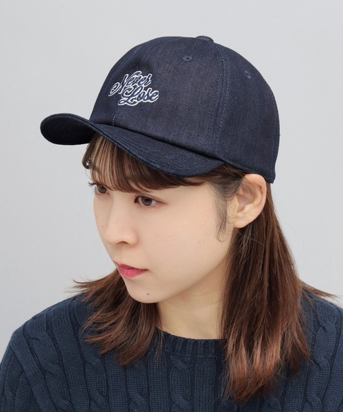 A.M.S. キャップ 帽子 カレッジロゴ刺繍 デニム ボールキャップ メンズ