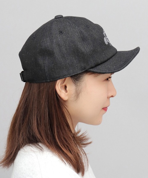 A.M.S. キャップ 帽子 カレッジロゴ刺繍 デニム ボールキャップ メンズ