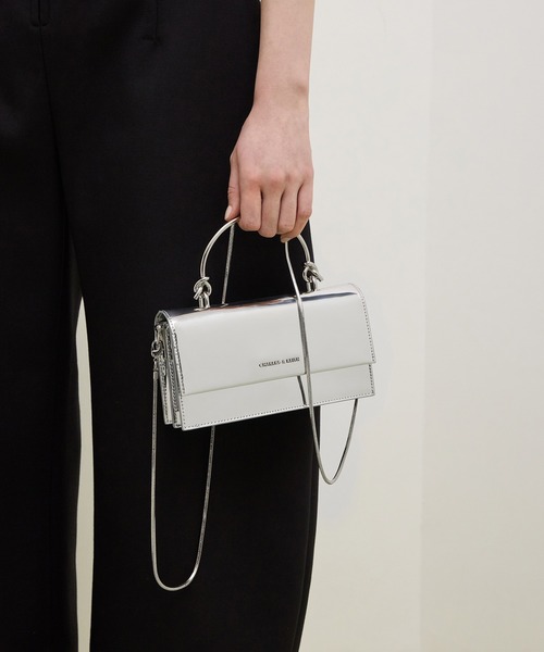 CHARLES＆KEITH スカルプチュアハンドル ロングウォレット CHARLES & KEITH｜スカルプチュアハンドル ロングウォレット