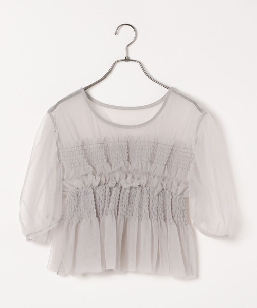 Heather tシャツ チュールシャーリングショートスリーブプル